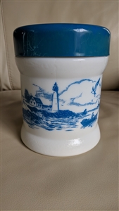 Milk glass jar with Nautical theme decor vintage