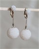 White beads spheres clip on elegant earrings Japan