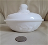 Wite milk glass berries embossed lidded bowl