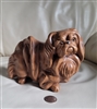 Brown ceramic Pekingese dog vintage decor