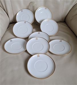 Haviland France porcelain white and gold saucers