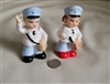 Mailman and woman porcelain salt and pepper shaker