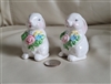 Two porcelain Bunnies salt and pepper shakers