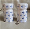 Blue florals over white porcelain set of shakers
