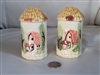 House embossed vintage MR Pottery Japan shakers