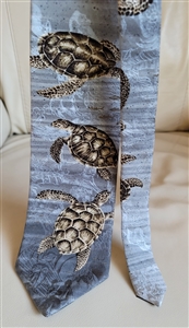 Silk men tie by Endangered Species Green Turtle