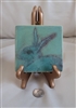 Vintage hand made art tile turquoise bunny rabbit