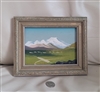 Japanese mountains oil painting in wooden frame