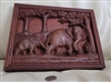 Elephant and a baby hand carved wooden wall plaque