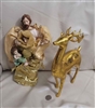 Gold tone ornament and deer sculpture decor