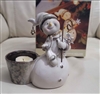 Kirkland Snowman ceramic votive candle holder