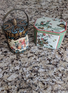 Daher English Peacock tin box Murray Allen basket