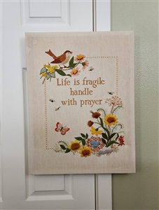 Needlepoint canvas with phrase birds and flowers