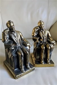 Abraham Lincoln bookends gold tone metal
