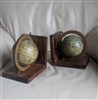 Wooden bookends large decoupage globes bookends