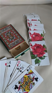Elegant deck of cards in velvet box rose flower