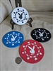 Round Playboy bunny gambling chip design coasters