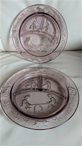 Tiara pink Indiana Glass Nursery Rhymes plates