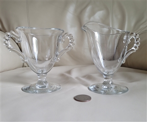 Imperial Glass creamer and open sugar bowl