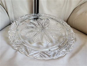 Vintage cut glass cake tray snowflake design