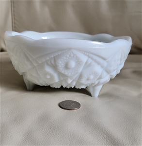 Toltec milk glass bowl by McKee storage decor