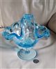 Murano Art Glass Crystal basket Italy blue