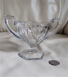 Pedestal pressed clear glass sugar bowl vase