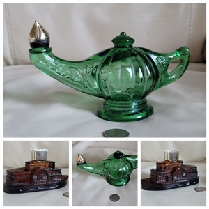 Avon vintage glass empty bottles boat and Lamp