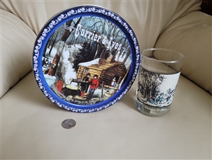 Currier and Ives 1981 Arbys glass and Denmark tin