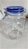Fidenza Italian glass storage jar with blue lid