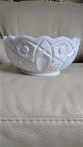 Smith Glass Stars and cane design milk glass bowl