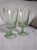 Green glass water goblets starburst square bottom