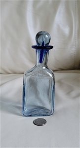 Aqua blue bobble inclusion glass bottle with cork
