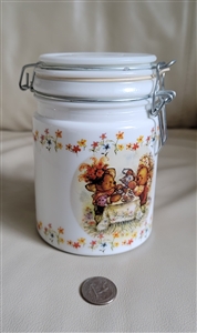 Houston Harvest milk glass jar with Bears