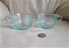 Vintage green blue glass tea cups set