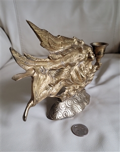 Angel in flight elegant brass candle holder