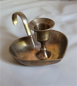 Heart shaped brass candle holder