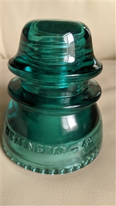 Green glass Hemingray 42 insulator for decor