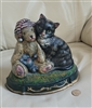 Cast Iron vintage colorful doorstop cats and bears
