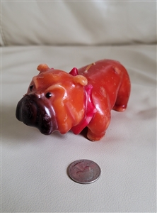 Wax Bulldog candle in red and orange colors