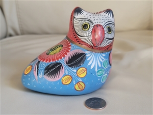 Mexican terracotta Owl in colorful finish