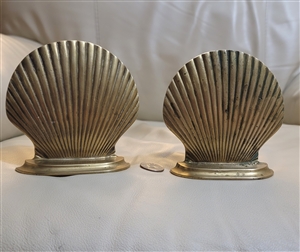 Brass seashell bookends Nautical home decor