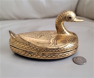 Gold color paper mache storage DUCK box