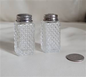 Pressed glass diamond pattern shakers set