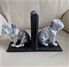 Bulldogs bookends in silver color on black backing