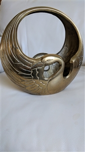 Large Brass SWAN decorative basket or planter