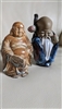 Shiwan Longevity Man and Japanese Buddha figurines