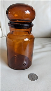Belgian Apothecary Amber glass bobble lid jar