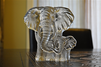 Crystal Elephants bookend paperweight