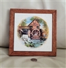 Windmill scenery handcrafted tile trivet by Deede